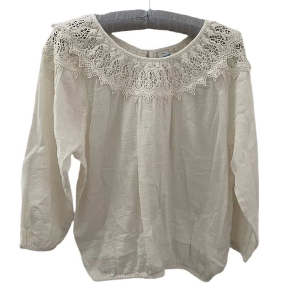 Anthropologie Seen Worn Kept Crochet Lace Trim Top